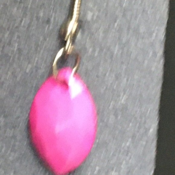 Dangle Pierced Earrings Barbie Pink Faceted Ellipse Silver Retro Soft Girl - Picture 4 of 5